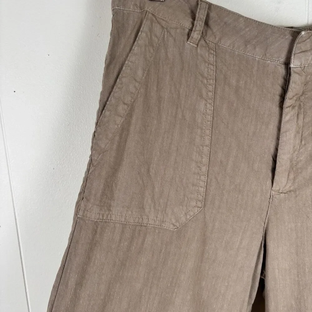 KUT From The Kloth Topaz Womens Size 8 Wide Leg Cropped Pants Taupe Linen Blend - Picture 6 of 11